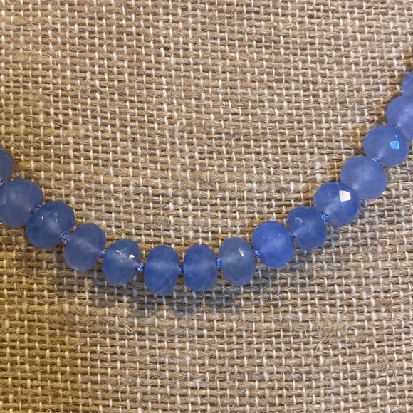 Silk Knotted Chalcedony Necklace Sterling Silver Clamshell Charms Beach Ocean - Picture 7 of 11